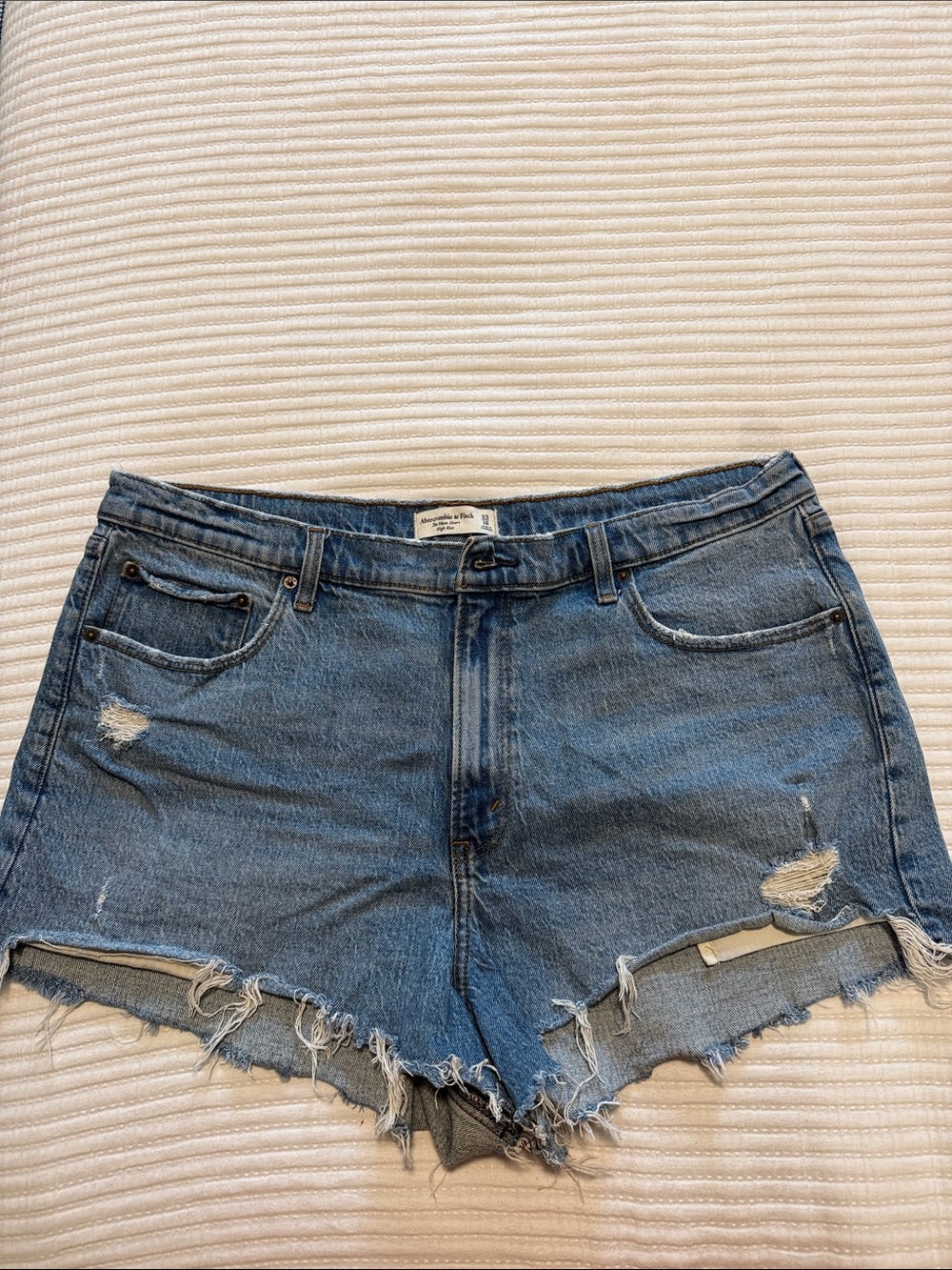 Abercrombie & Fitch Distressed Blue Denim Cutoff Shorts